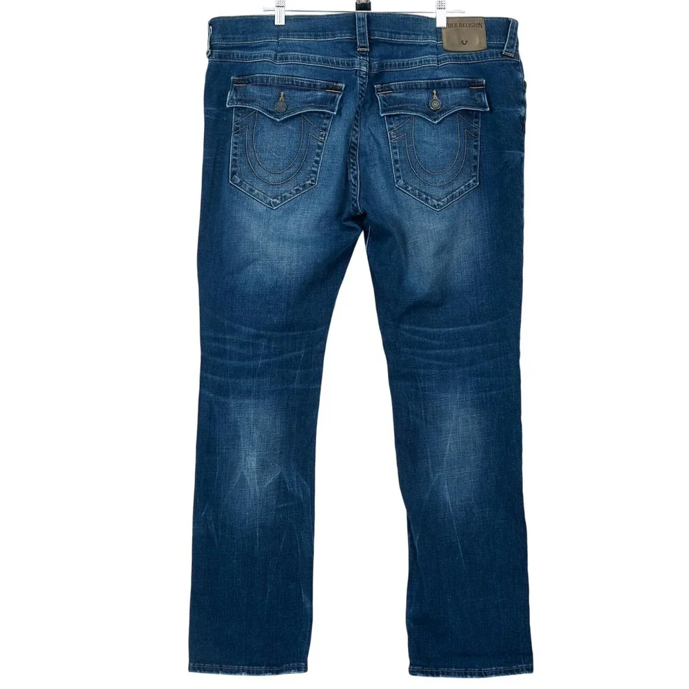 True Religion Ricky Jeans Mens 44 Blue Relaxed Straight Flap Pocket Denim